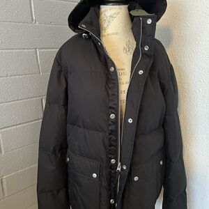 All Saints Black Puffer Jacket with Hood